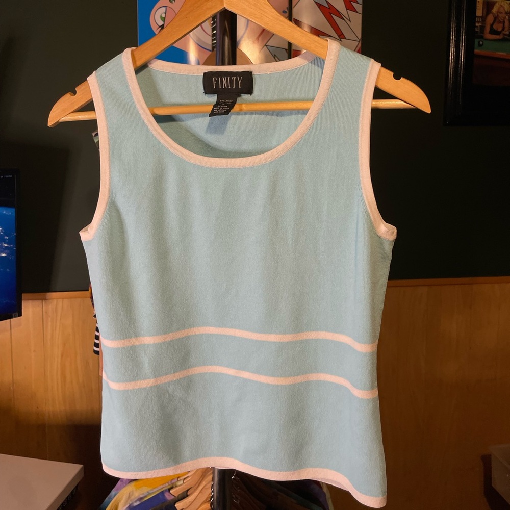 Finity Women's Soft Blue and White Tank Top